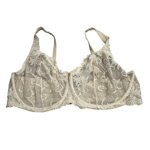Lunaire Ivory Embroidered Lace Underwire Bra 48DD